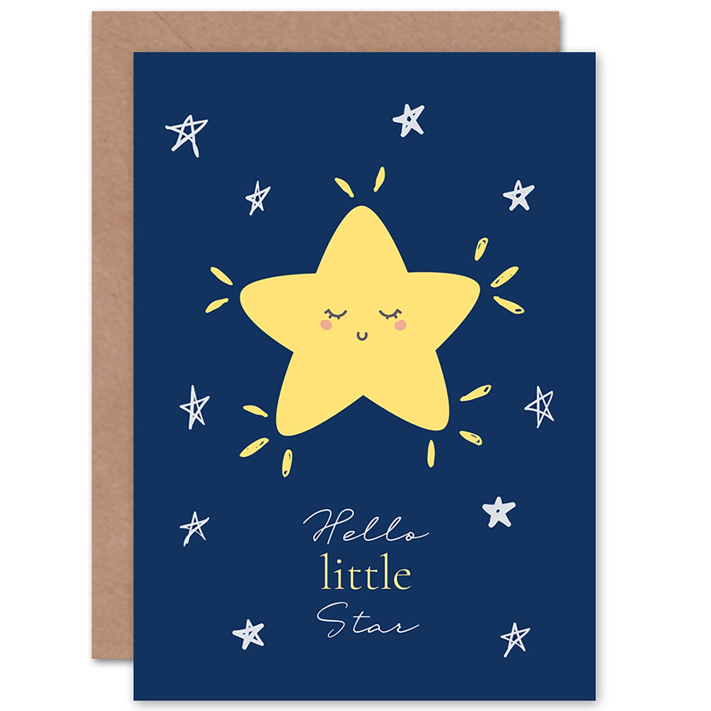 Hello Little Star Cute Starry Night New Baby Card