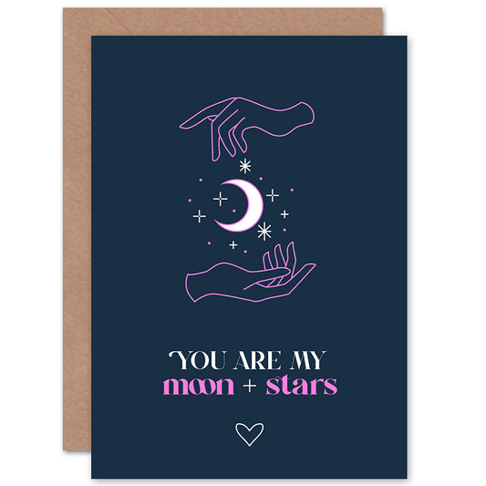 Hand Line My Moon Stars Love Romantic Card