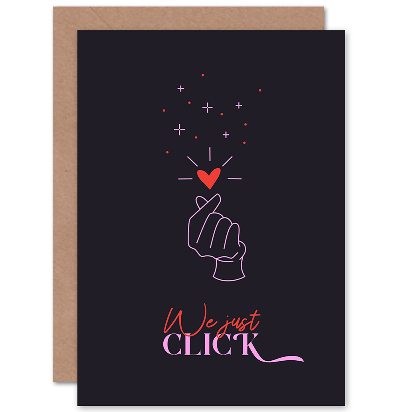 Line Hand We Click Love Heart Romantic Card