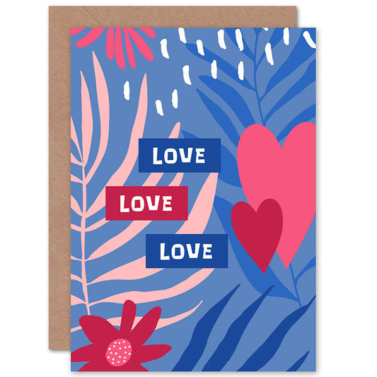 Tropical Love Heart Floral Partner Romantic Card