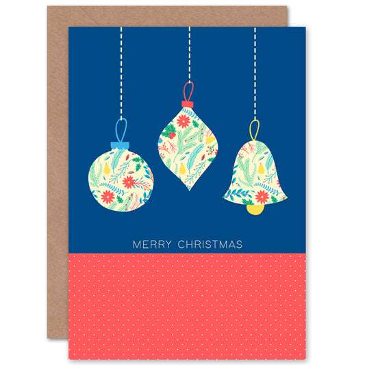 Bright Floral Collage Ornaments Christmas Card