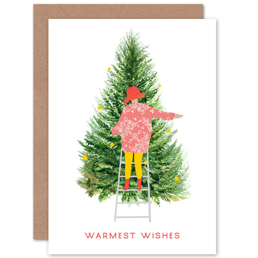 Warmest Wishes Xmas Tree Modern Christmas Card