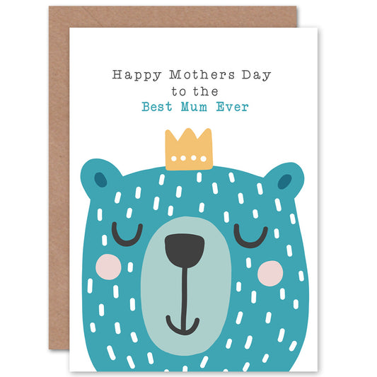 Cute Kids Animal Bear Mum Car Mother's day Card
