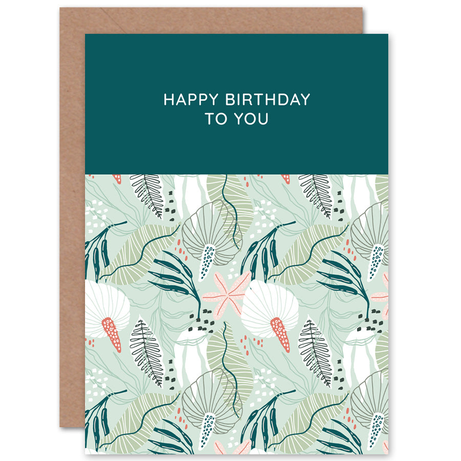 Calla Lily Flower Pattern Floral Happy Birthday Card