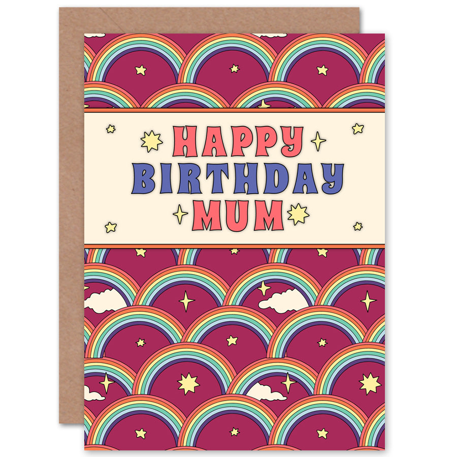 Happy Birthday Mum Rainbow Pattern Birthday Card