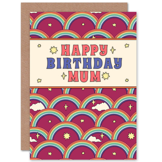 Happy Birthday Mum Rainbow Pattern Birthday Card