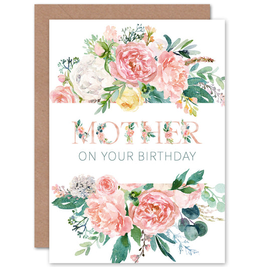 Happy Birthday Mother Mum Rose Flower Bouquets Birthday Card