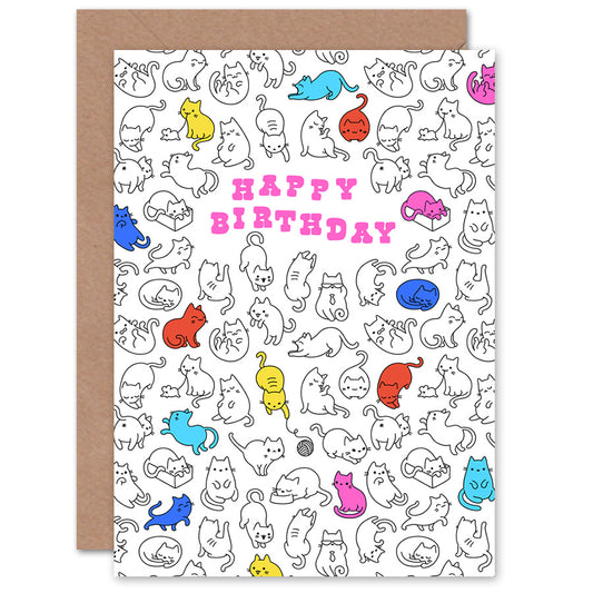 Cat Lover Pet Hobbies Pattern Animal Birthday Card
