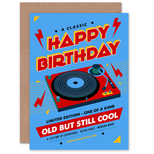 Old But Cool Vinyl DJ Deck Birthday Card