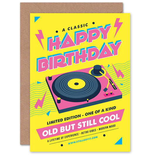 Old But Cool Viny Record DJ Player Birthday Card
