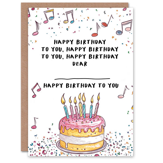Happy Birthday Card Dear Blank Cute Cake with Candles Design
