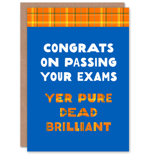 Congratulations Card Exam Congrats Pure Dead Brilliant Scottish Tartan