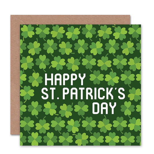 St. Patrick's Day Card Four Leaf Clover Pattern Blank Greeting Card