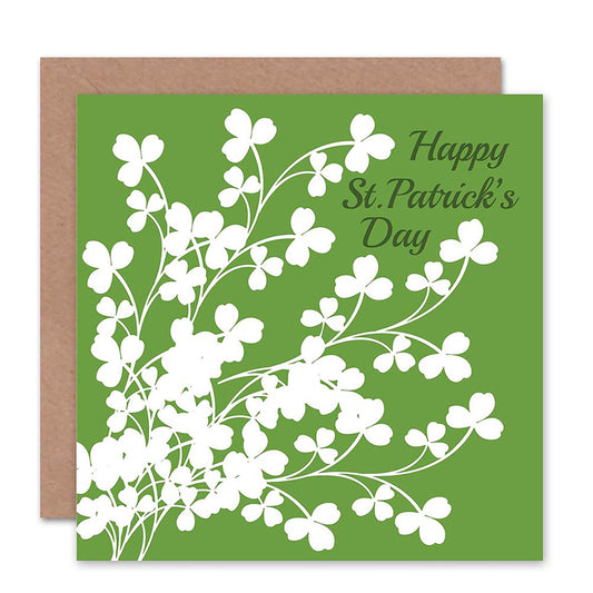 St. Patrick's Day Card White Shamrocks Blank Greeting Card