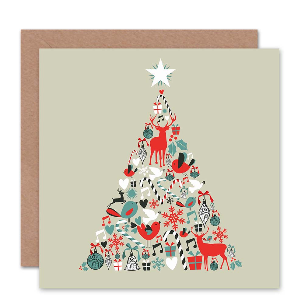 Tree of Decorations Festive Xmas Christmas Card