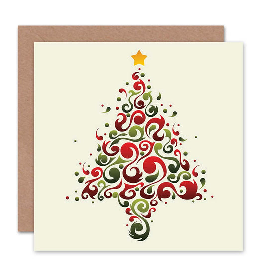 Swirl Pattern Xmas Tree Elegant Modern Christmas Card