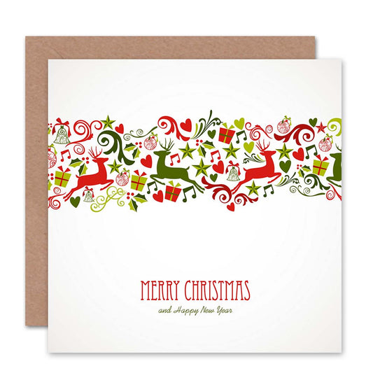 Festive Pattern Deer Gifts New Year and Christmas Card