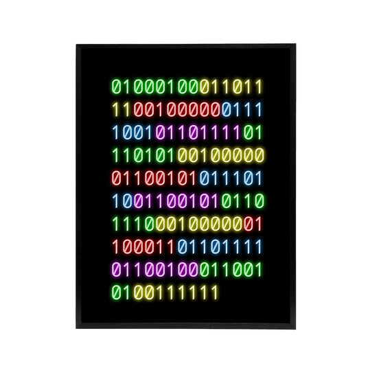 Binary Do You Even Code Neon Geek Black Framed Canvas Wall Art Print