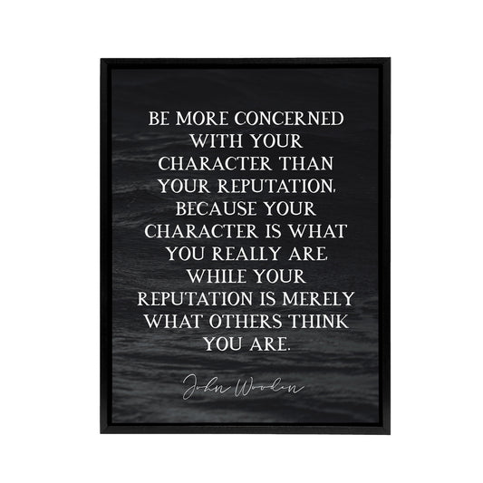 Basketball Quote John Wooden Character Black Framed Canvas Wall Art Print