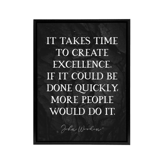 Basketball Quote John Wooden Excellence Black Framed Canvas Wall Art Print