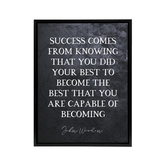 Basketball Quote John Wooden Success Black Framed Canvas Wall Art Print