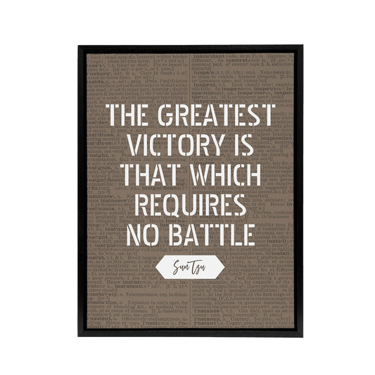 Inspirational Quote Sun Tzu Black Framed Canvas Wall Art Print