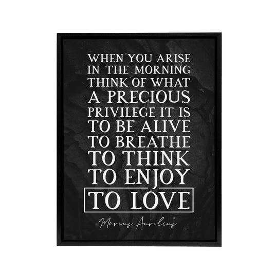 Inspirational Quote Marcus Aurelius Black Framed Canvas Wall Art Print