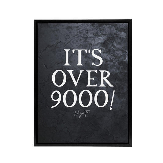Slate Quote Power Level Over 9000 Black Framed Canvas Wall Art Print