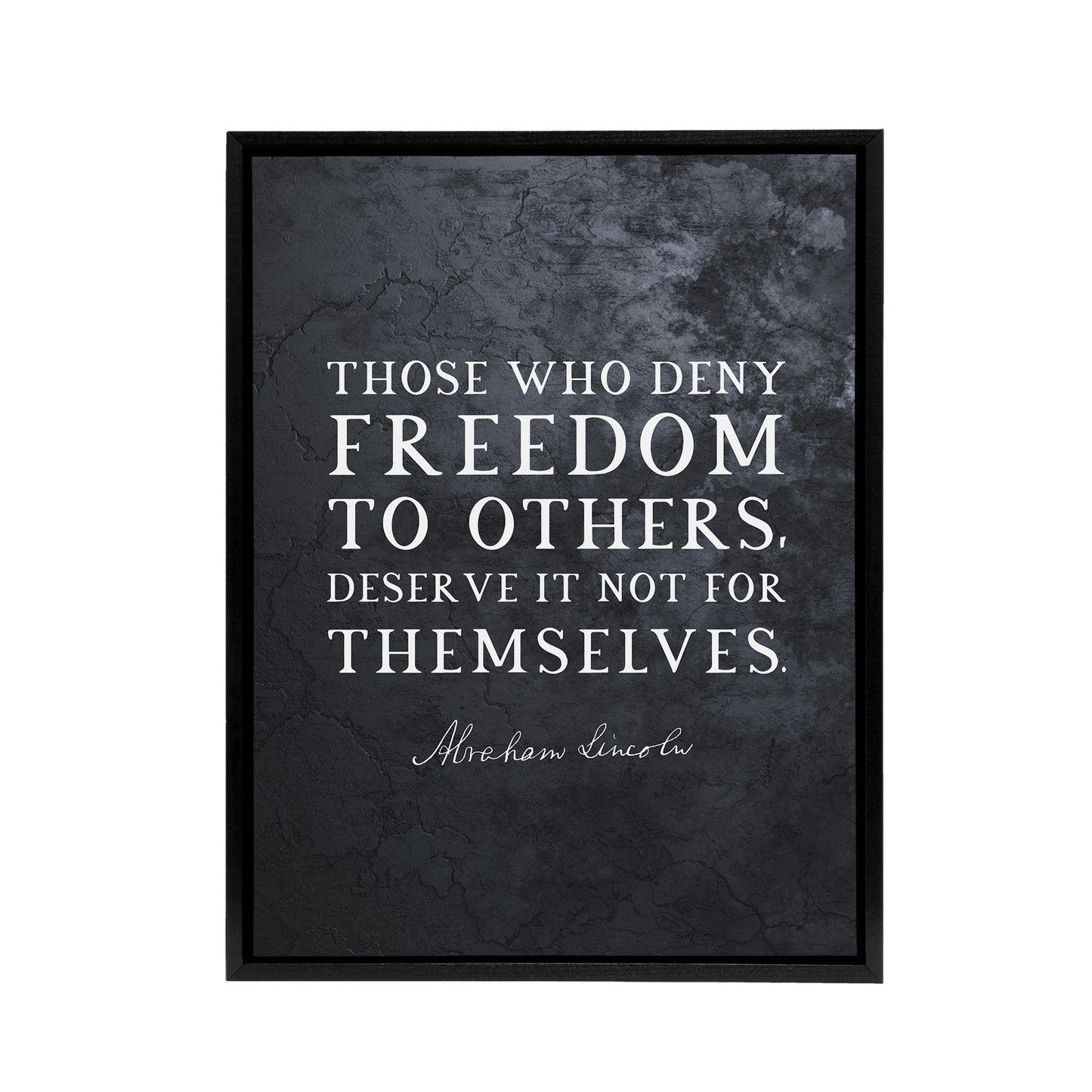 Abraham Lincoln Freedom Slate Quote Black Framed Canvas Wall Art Print