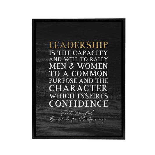 Bernard Montgomery Leadership Quote Black Framed Canvas Wall Art Print