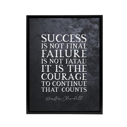 Winston Churchill Slate Quote Black Framed Canvas Wall Art Print