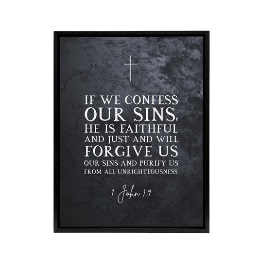 John 9 Forgive Us Our Sins Bible Quote Black Framed Canvas Wall Art Print