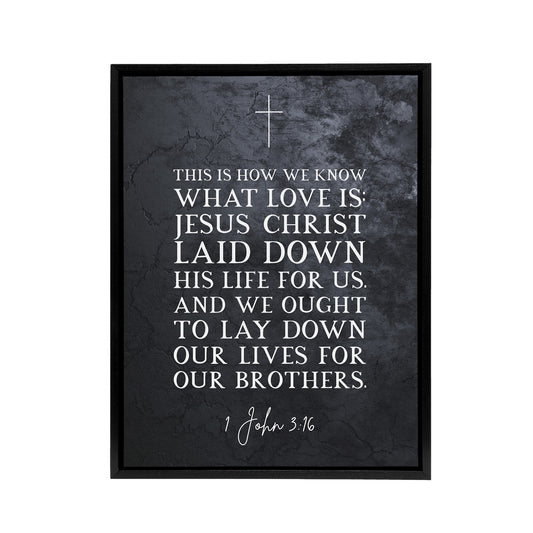 John 3 16 Love Jesus Christ Bible Quote Black Framed Canvas Wall Art Print