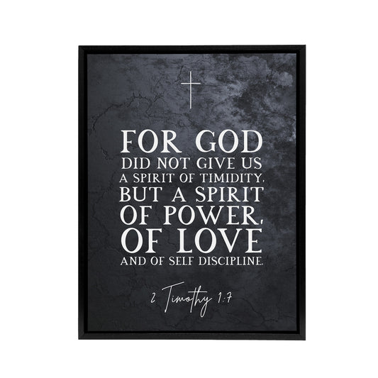 Timothy 1 7 Spirit Of Power Love Bible Quote Black Framed Canvas Wall Art