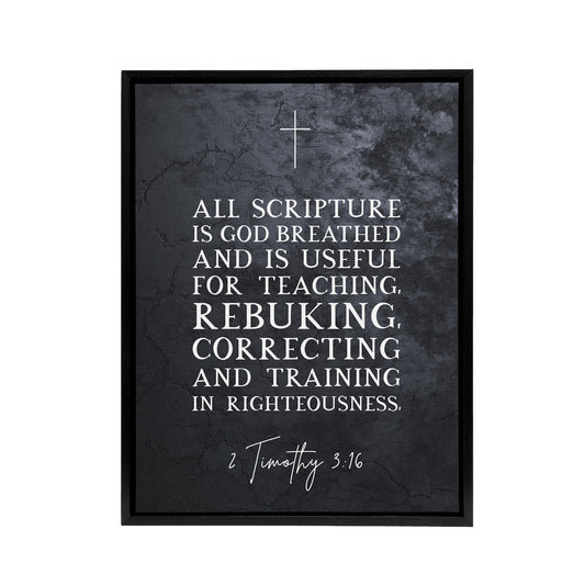Timothy 3 16 All Scripture Is God Bible Quote Black Framed Canvas Art