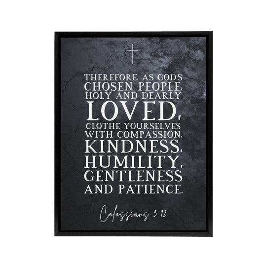 Colossians 3 12 Compassion Bible Quote Black Framed Canvas Wall Art Print