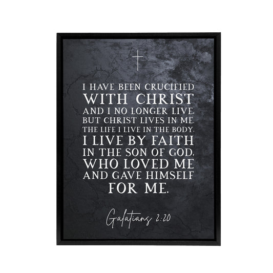 Galatians 2 20 Christ Lives In Me Bible Quote Black Framed Canvas Art