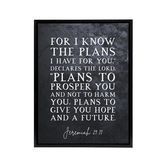 Jeremiah 29 11 I Know The Plans Have Bible Quote Black Framed Canvas Art
