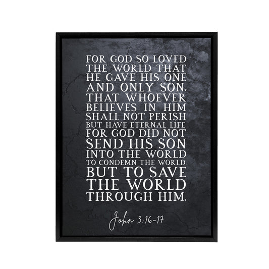 John 3 16 17 Eternal Life Sent His Bible Quote Black Framed Canvas Art