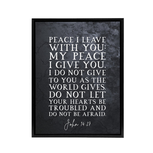 John 14 27 Peace I Leave With You Bible Quote Black Framed Canvas Art