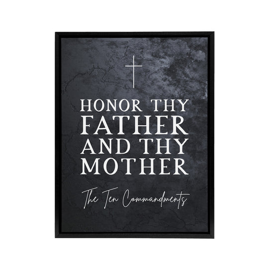 Ten Commandments Honor Parents Bible Quote Black Framed Canvas Art Print