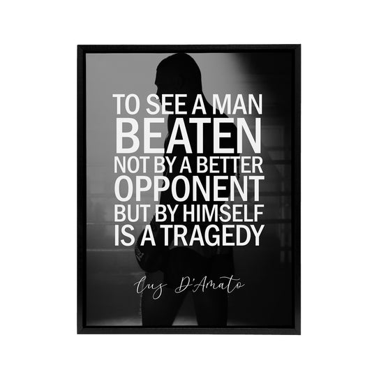 Sport Quote Boxing Manager Cus D'Amato Black Framed Canvas Wall Art Print