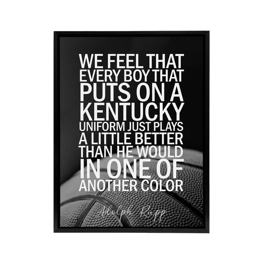 Basketball Coach Adolph Rupp Sport Quote Black Framed Canvas Art Print