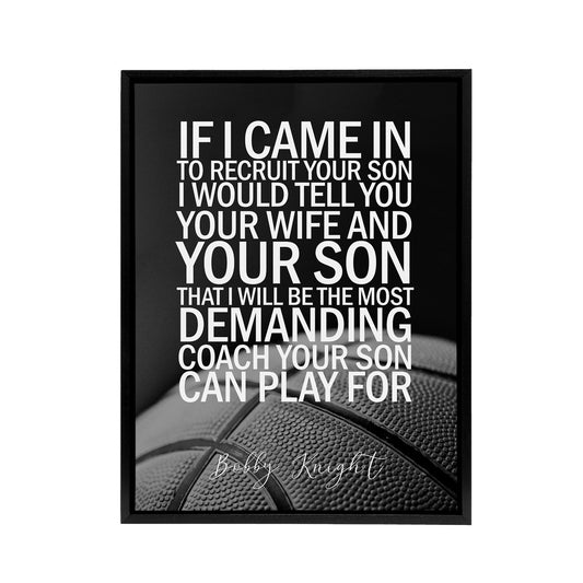 Basketball Coach Bobby Knight Sport Quote Black Framed Canvas Art Print
