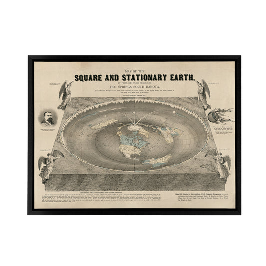 Ferguson Vintage World Map Flat Earth Black Framed Canvas Wall Art Print