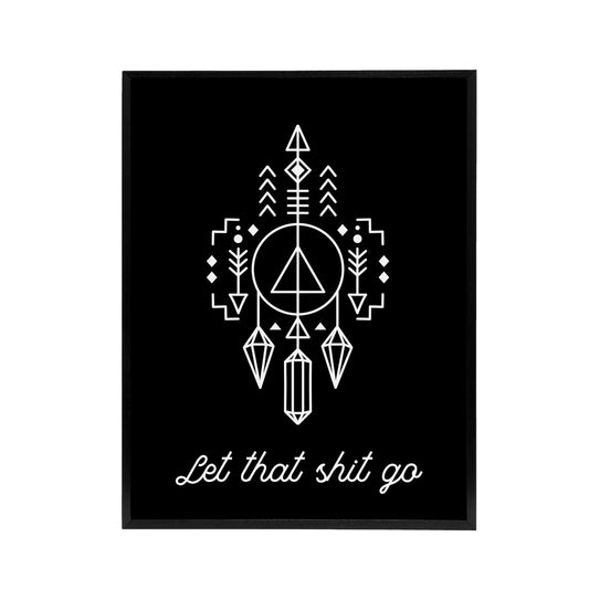 Funny Bathroom Decor Let That Shit Go Black Framed Canvas Wall Art Print