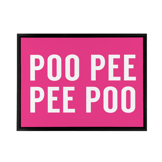 Funny Toilet Bathroom Decor Poo Pee Black Framed Canvas Wall Art Print
