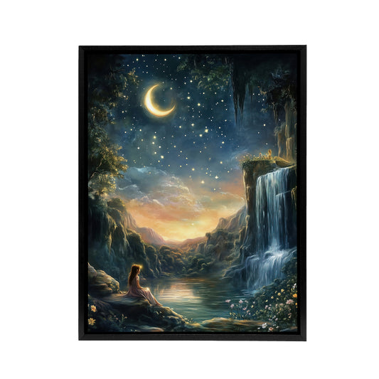 Wendy In Neverland Magical Kids Bedroom Black Framed Canvas Wall Art Print
