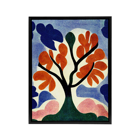 Abstract Autumn Tree Black Framed Canvas Wall Art Print