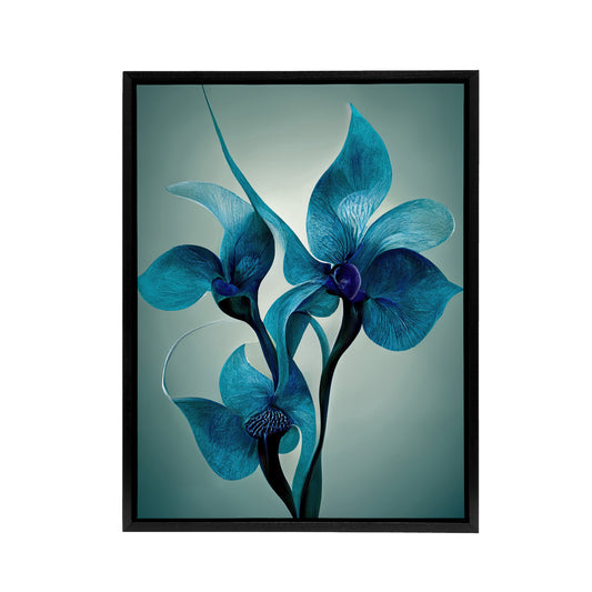 Elegant Orchid Flowers Floral Black Framed Canvas Wall Art Print